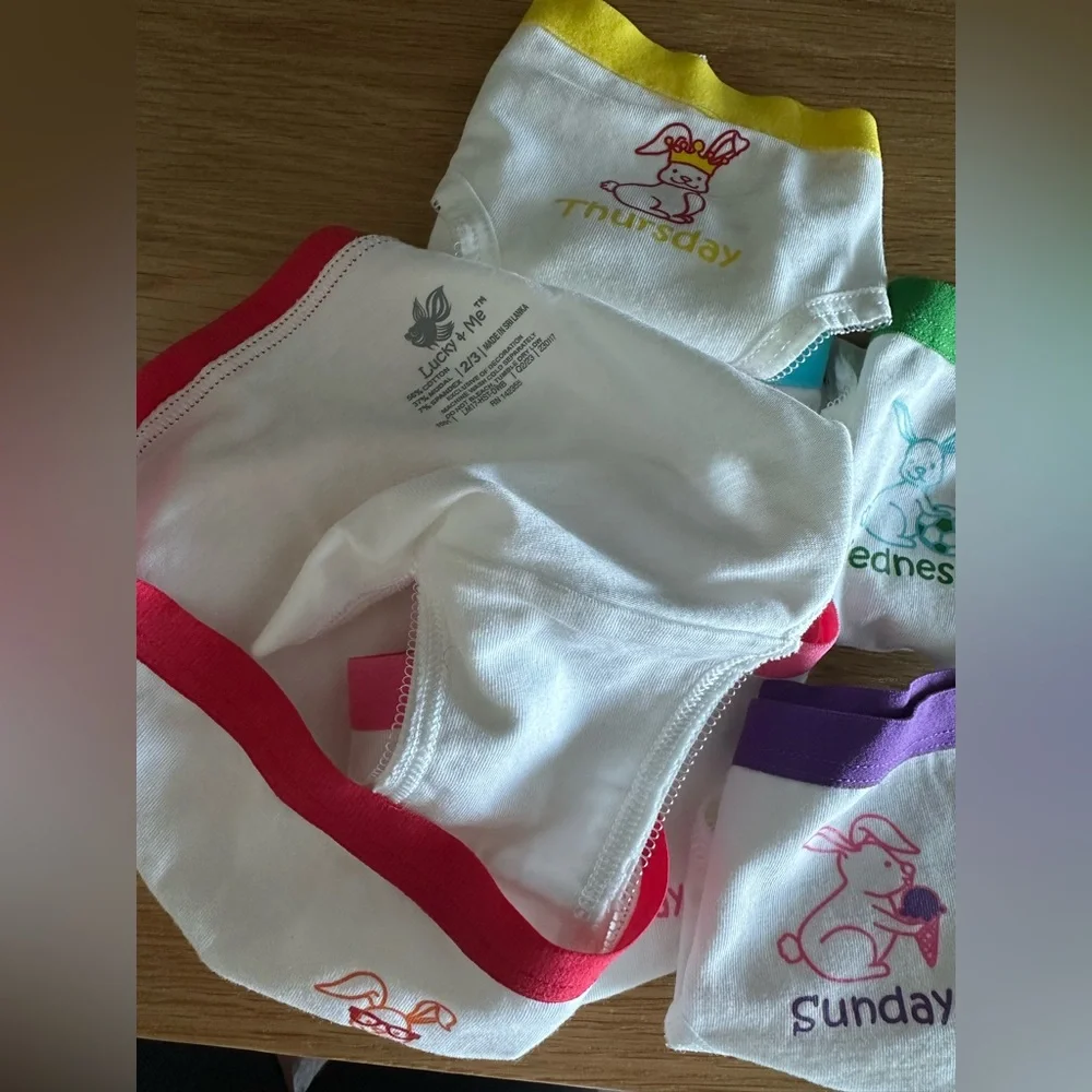 Lucky & Me | Mia Girls Tagless Bikini Underwear | 7 Pack Day of the Week sz 2-3